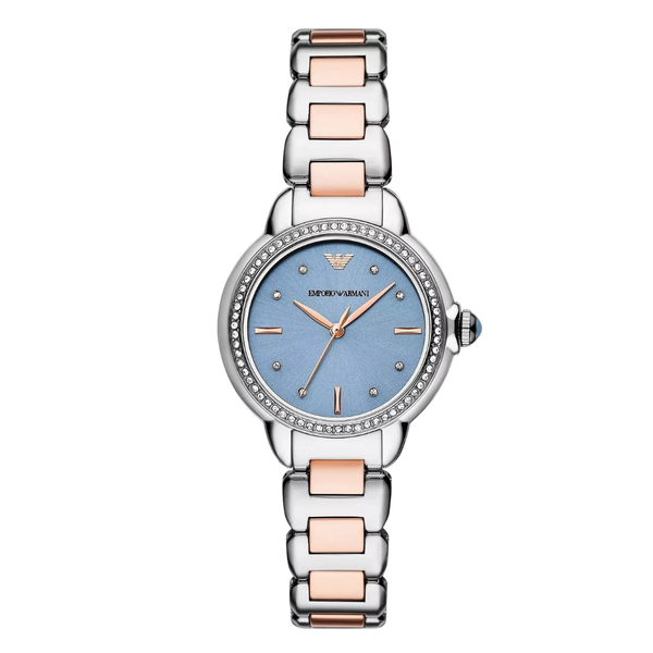 Emporio Armani Two-tone Stainless Steel Blue Dial Quartz Watch for Ladies - AR11597