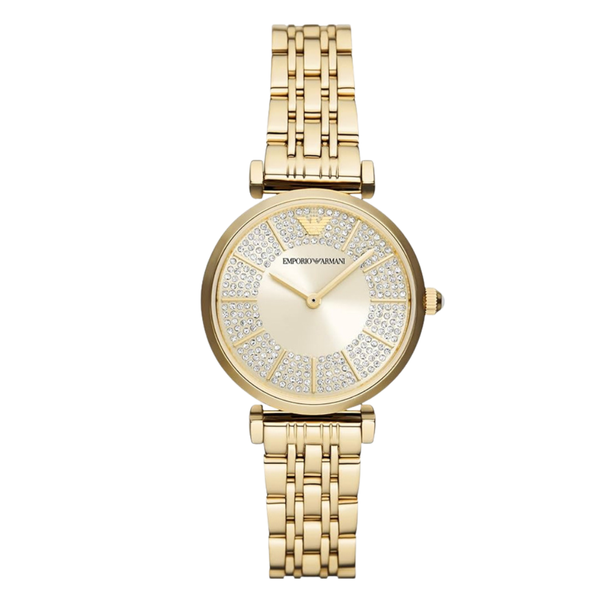 Emporio Armani Gold Stainless Steel Cream Dial Quartz Watch for Ladies - AR11608