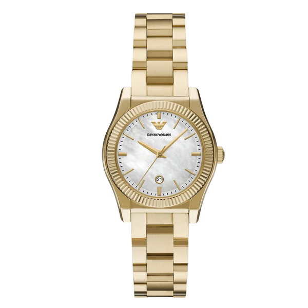 Emporio Armani Gold Stainless Steel White Dial Quartz Watch for Ladies - AR11657