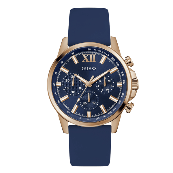 Guess Blue Silicon Strap Blue Dial Quartz Watch for Gents - GW0913G1