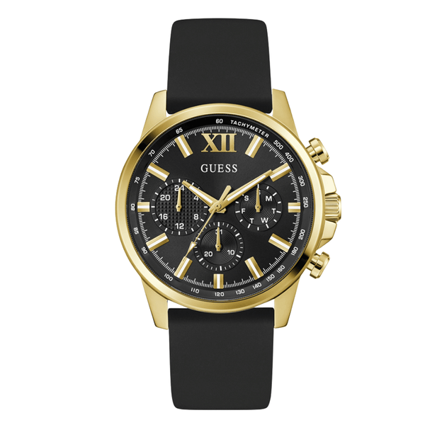 Guess Black Silicon Strap Black Dial Quartz Watch for Gents - GW0913G2