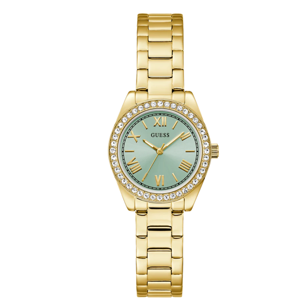 Guess Gold Stainless Steel Green Dial Quartz Watch for Ladies - GW0841L5
