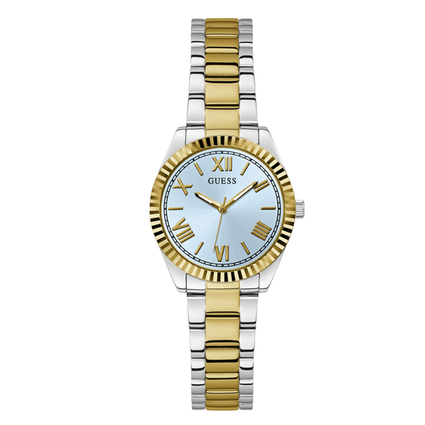 Guess Two-tone Stainless Steel Light Blue Dial Quartz Watch for Ladies - GW0687L4