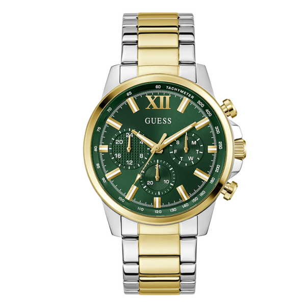 Guess Two-tone Stainless Steel Green Dial Chronograph Quartz Watch for Gents - GW0900G5