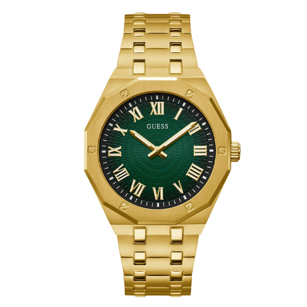 Guess Gold Stainless Steel Green Dial Quartz Watch for Gents - GW0575G2