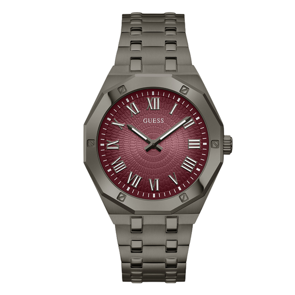 Guess Gunmetal Stainless Steel Bordeaux Dial Quartz Watch for Gents - GW0575G5