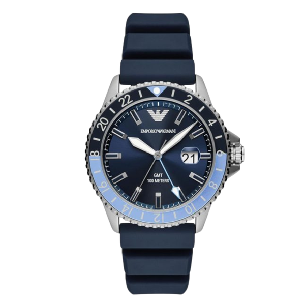 Emporio Armani Blue Silicone Strap Blue Dial Quartz Watch for Gents - AR 11592