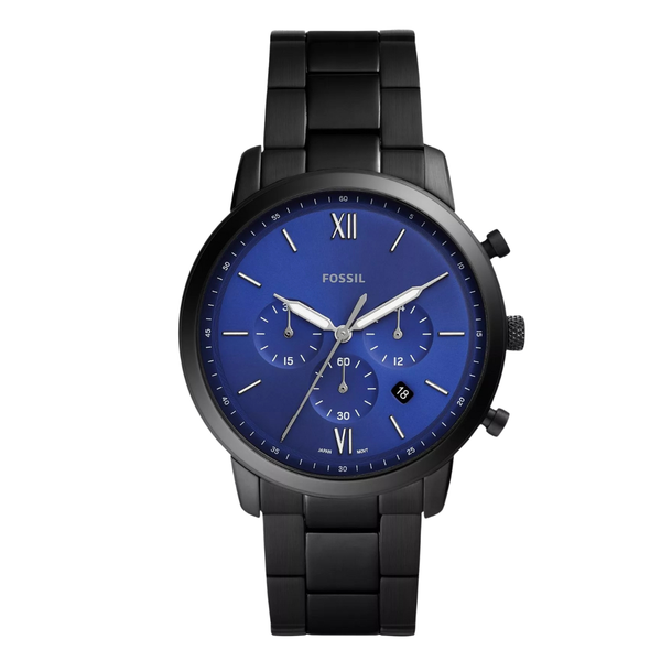 Fossil Chronograph Black Stainless Steel Blue Dial Neutra Quartz Watch for Gents - FS-5698