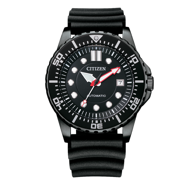 Citizen Black Silicone Strap Black Dial Automatic Watch for Gents - NJ0125-11E