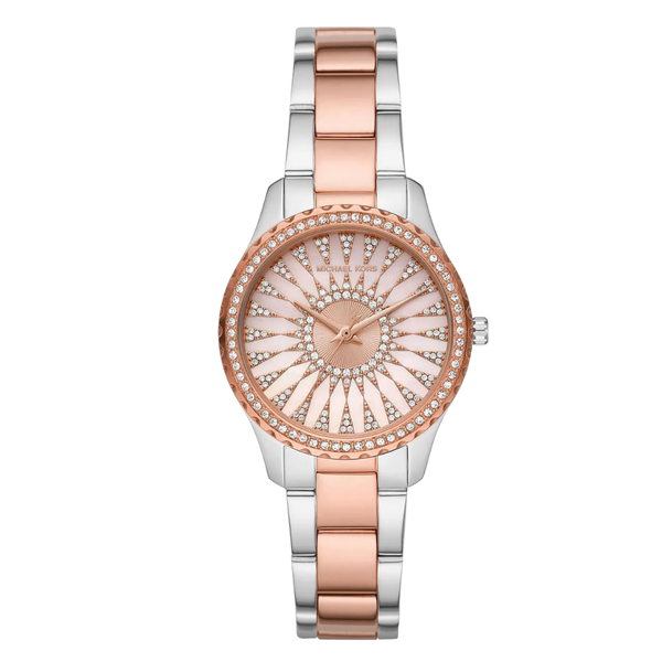 Michael Kors Two-tone Stainless Steel Rose Gold Dial Quartz Watch for Ladies - MK6894