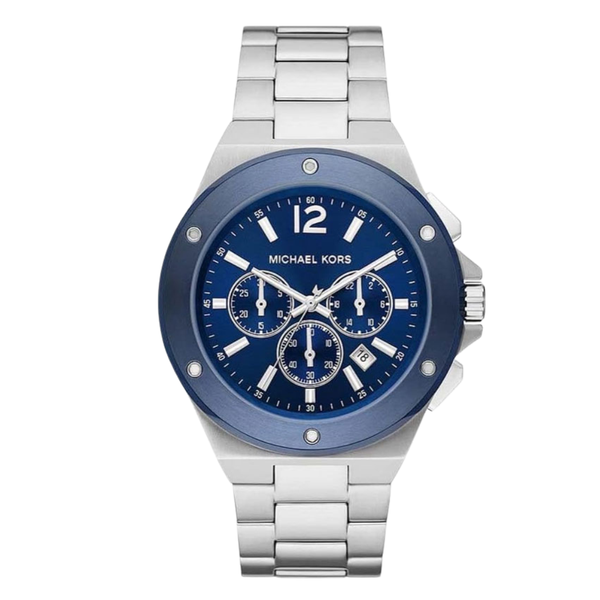 Michael Kors Silver Stainless Steel Black Dial Chronograph Quartz Watch for Gents - MK8938