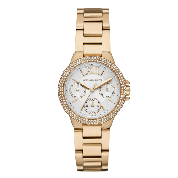 Michael Kors Gold Stainless Steel White Dial Quartz Watch for Ladies - MK6844