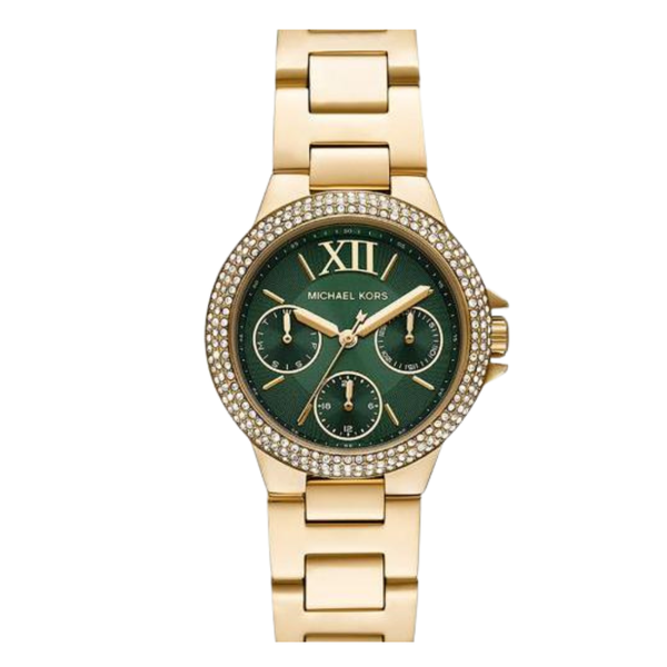 Michael Kors Gold Stainless Steel Green Dial Quartz Watch for Ladies - MK6981