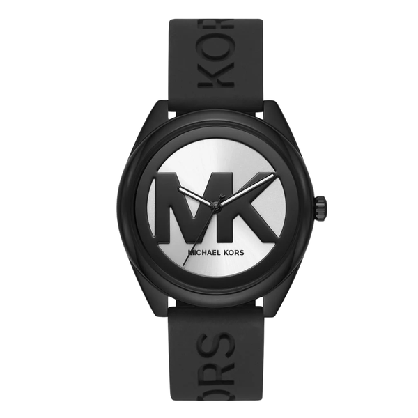 Michael Kors Black Silicone Strap Silver Dial Quartz Watch for Ladies - MK7138