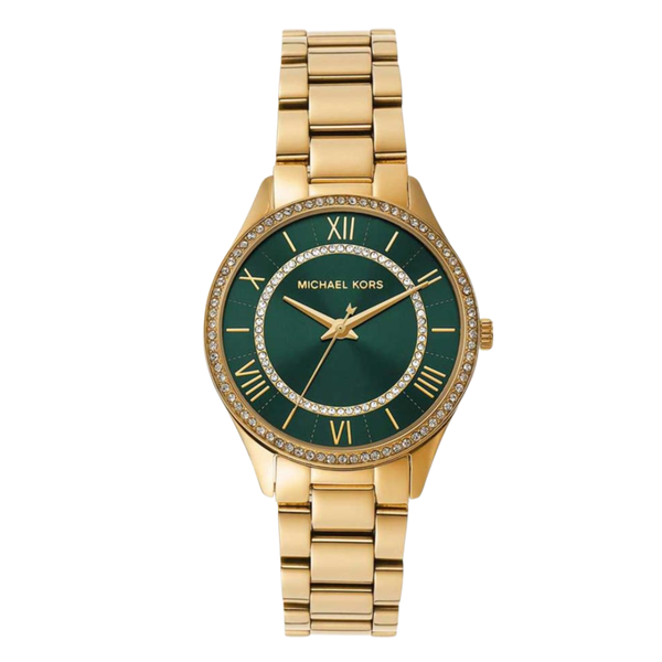 Michael Kors Gold Stainless Steel Green Dial Quartz Watch for Ladies - MK4737