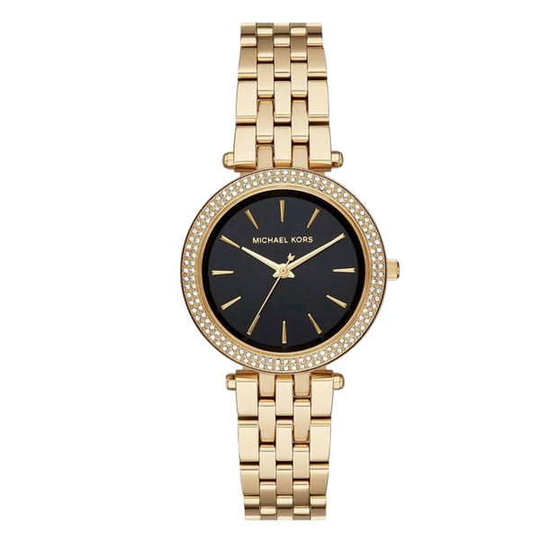 Michael Kors Gold Stainless Steel Black Dial Quartz Watch for Ladies - MK3738