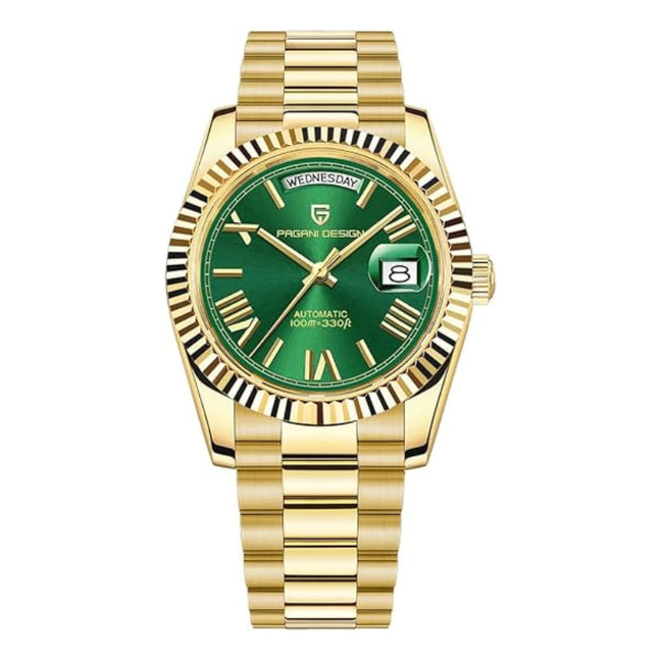 Pagani Design Gold Stainless Steel Green Dial Automatic Watch for Gents - PD1783