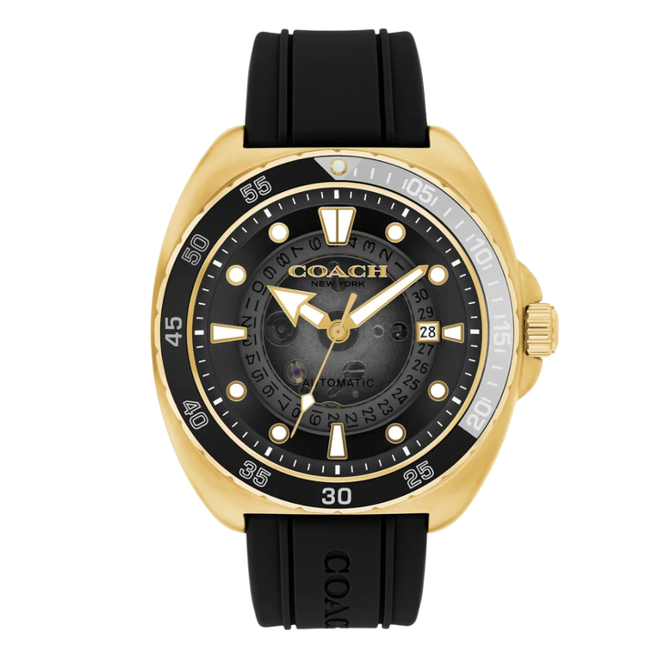Coach Black Silicone Strap Black Dial Automatic Watch for Gents - 1460 ...