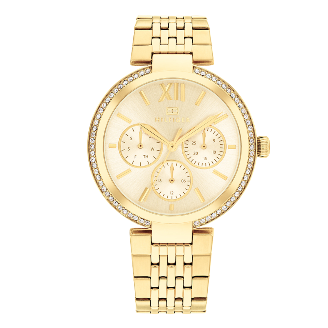 Buy Tommy Hilfiger Gold Stainless Steel Gold Dial Quartz Watch for ...