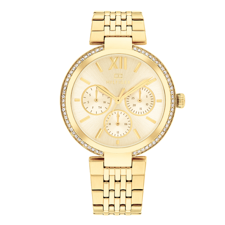 Buy Tommy Hilfiger Gold Stainless Steel Gold Dial Quartz Watch for ...