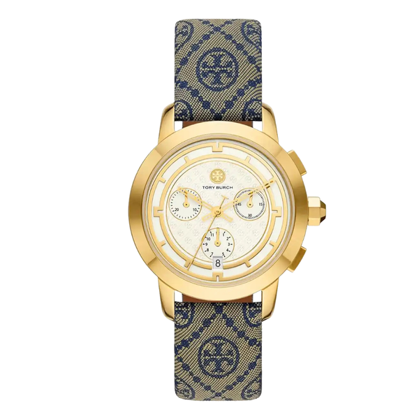 Tory Burch Classic Chronograph White Dial Gold Steel Strap Watch for Women - TBW1032