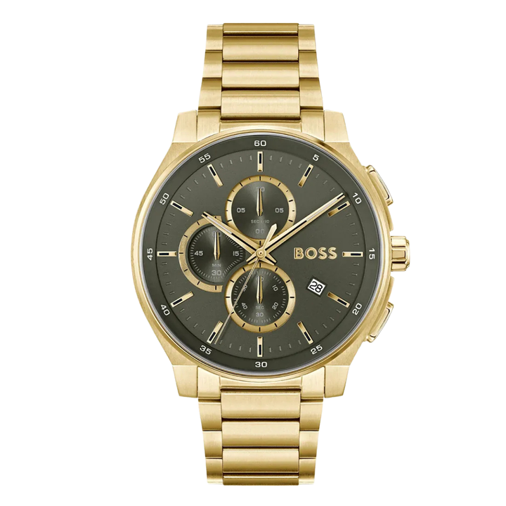 Hugo Boss PEAK 2.0 Gold Stainless Steel Green Dial Chronograph Quartz ...