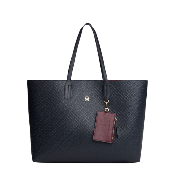 Tommy Hilfiger Icon Embossed Tote Bag Blue Leather - AWOAW18123DW6