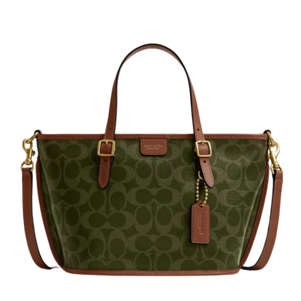 Coach Taxi Tote Bag 21 In Signature Canvas Olive - CCD94