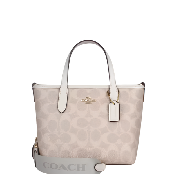 Coach City Mini Signature Tote Bag for Women - Light White - CW032