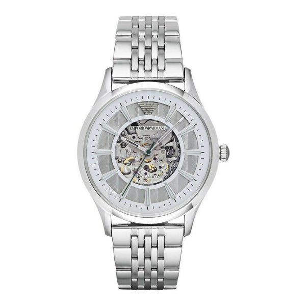 EMPORIO ARMANI Beta Silver Stainless Steel Silver (Skeleton) Dial Automatic Watch for Gents - AR1945