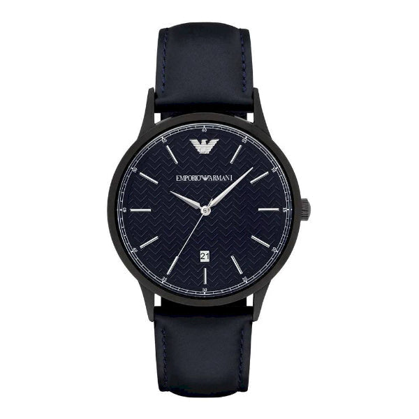 Emporio Armani Renato Dark Blue Leather Strap Dark Blue Dial Quartz Watch for Gents - AR2479