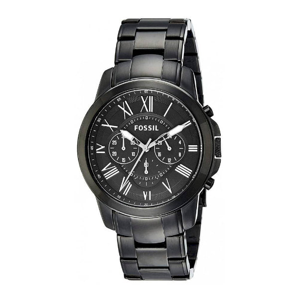 Fossil Grant Black Stainless Steel Black Dial Chronograph Quartz Watch for Gents - FS4832