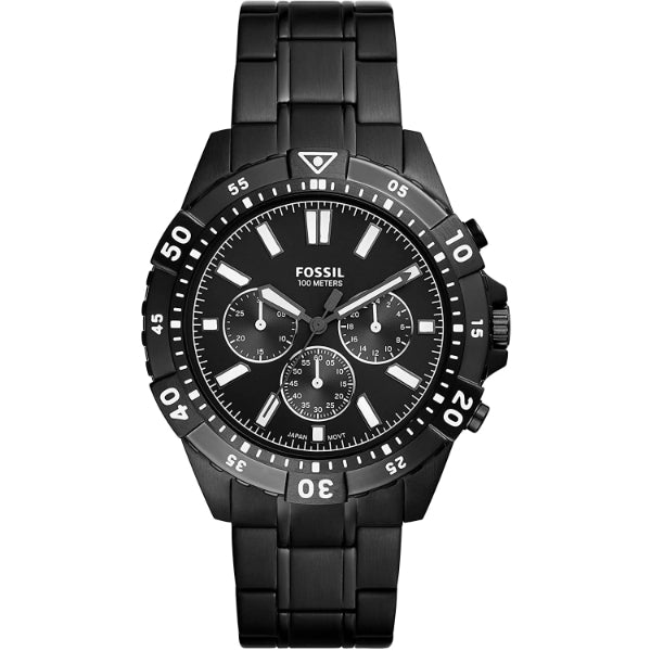 Fossil Garrett Black Stainless Steel Black Dial Chronograph Quartz Watch for Gents - FS5773