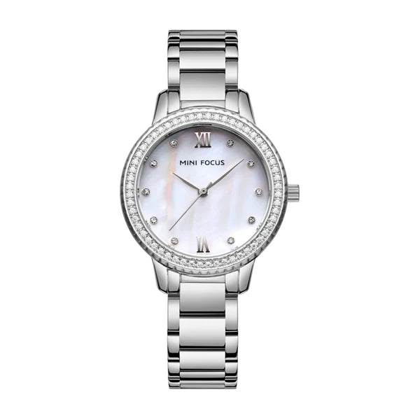 Mini Focus Silver Stainless Steel Mother Of Pearl Dial Quartz Watch for Ladies - MF0226L-01