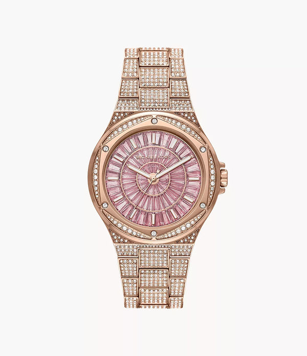 Michael Kors Lennox Rose Gold Stainless Steel Pink Dial Quartz Watch for Ladies - MK6992