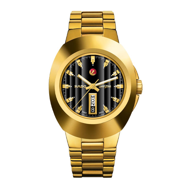 Rado Original Gold Stainless Steel Black Dial Automatic Watch for Gents - R12999153
