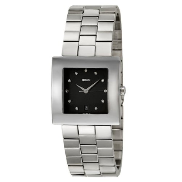 Rado Diastar Silver Stainless Steel Black Dial Quartz Watch for Gents - R18681713
