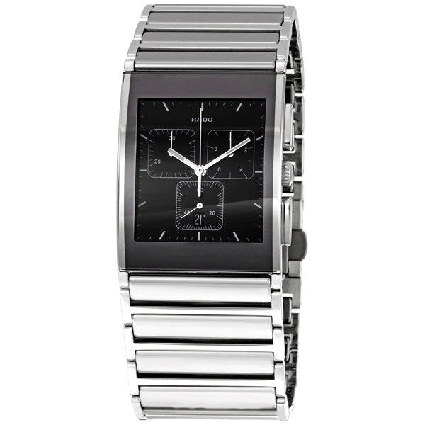 Rado Integral Silver Stainless Steel Black Dial Chronograph Quartz Watch for Gents - R20849159