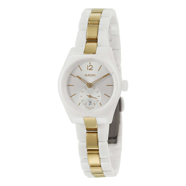 Rado TRUE Two-tone Ceramic White Dial Quartz Watch for Ladies - R27085017