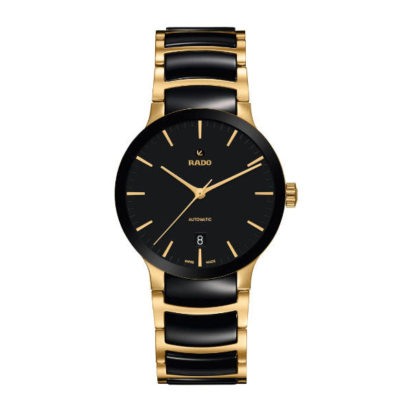 Rado Centrix Two-tone Ceramic Black Dial Automatic Watch for Gents - R30035172