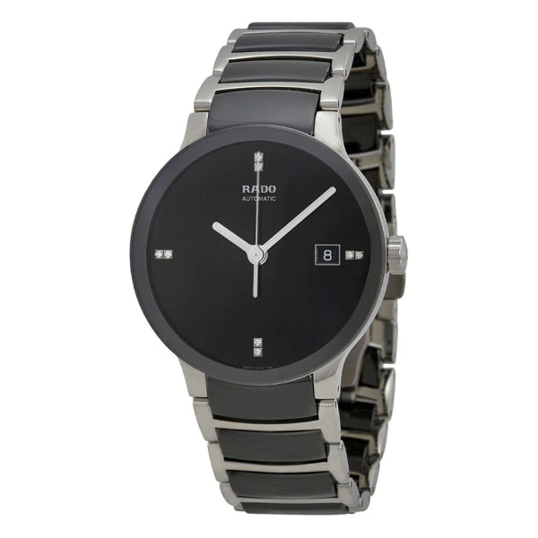 Rado Centrix Two-tone Ceramic Strap Black Dial Automatic Watch for Gents - R30941702