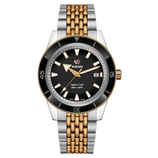 Rado Captain Cook Two-tone Stainless Steel Black Dial AUtomatic Watch for Gents - R32137153
