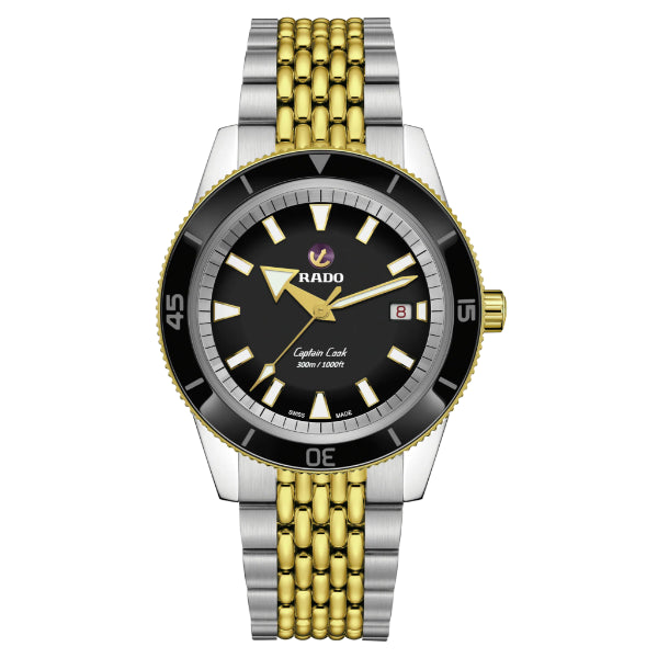 Rado Captain Cook Two-tone Stainless Steel Black Dial Automatic Watch for Gents - R32138153