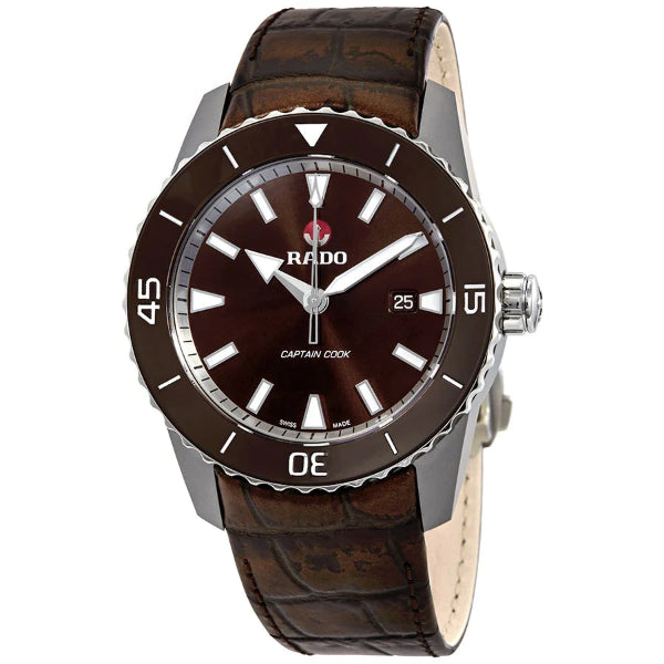 Rado Captain Cook Brown Leather Strap Brown Dial Automatic Watch for Gents - R32501305