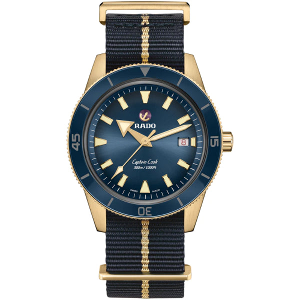Rado Captain Cook Black Fabric Strap Blue Dial Automatic Watch for Gents - R32504207