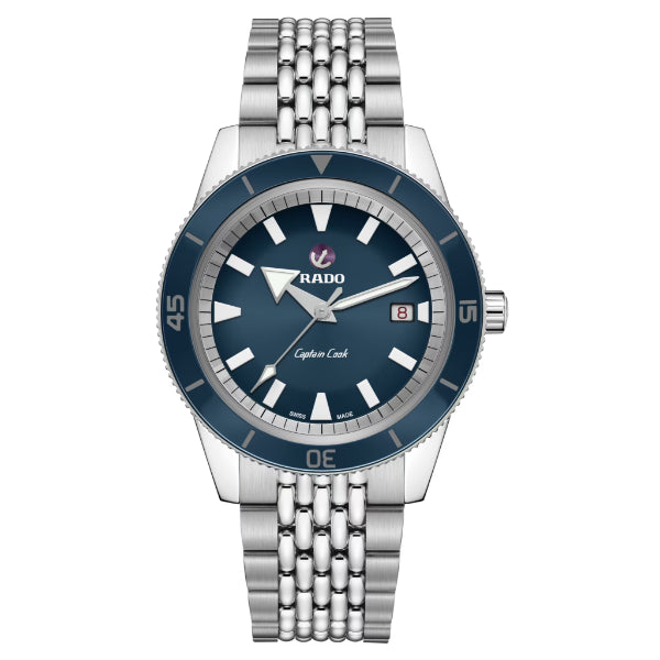 Rado Captain Cook Silver Stainless Steel Blue Dial Automatic Watch for Gents - R32505203
