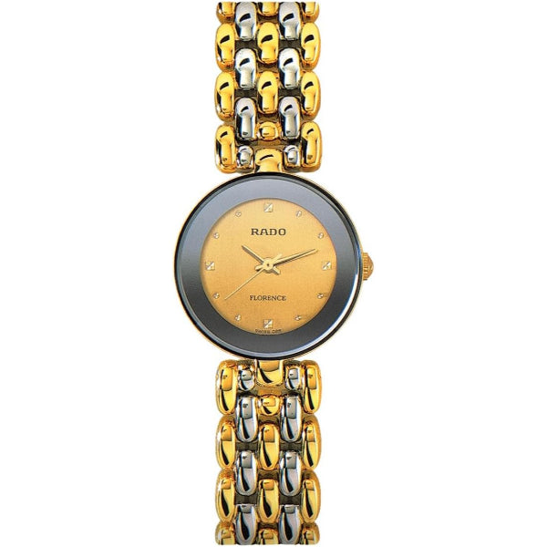 Rado Florence Two-Tone Stainless Steel Gold Dial Quartz Watch for Ladies - R48745253