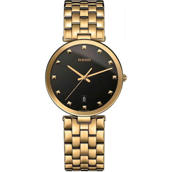 Rado Florence Gold Stainless Steel Black Dial Quartz Watch for Gents - R48868163
