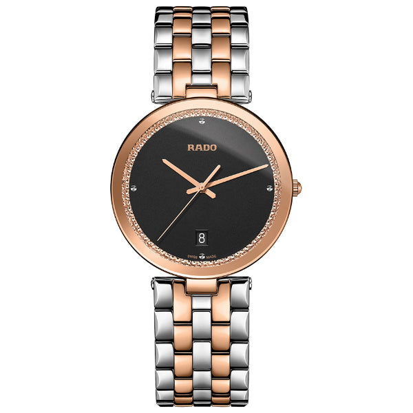 Rado Florence Two-tone Stainless Steel Black Dial Quartz Watch for Gents - R48869173
