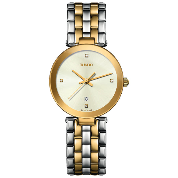 Rado Florence Two-tone Stainless Steel Gold Dial Quartz Watch for Ladies - R48872723